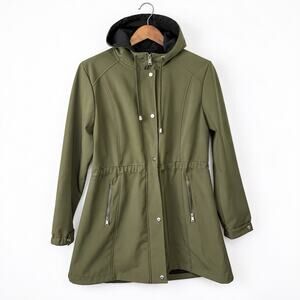 Lauren Ralph Lauren Softshell Rain Coat L Olive Hooded Utility Parka Jacket